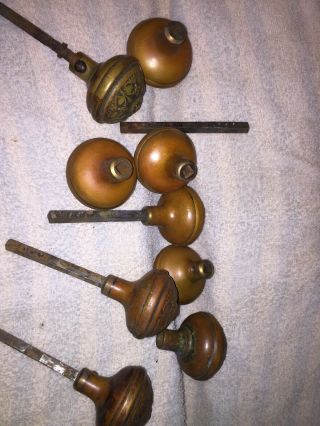9 Ornate Heavy Brass Antique 2 1/4” Diameter Matching Door Knobs 6