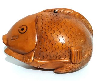 Q4250 - 2 " Hand Carved Boxwood Netsuke - Fish