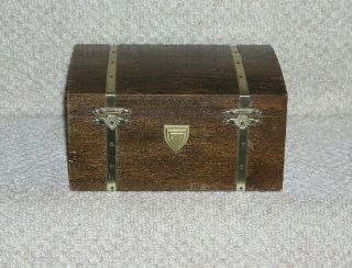 Vintage Oak Campaign Style Chest Brass Banding Brass Bound Box Hardwood Box