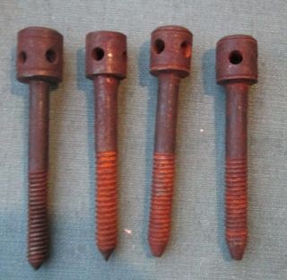 4 Antique French Armoure Drum Head Bolts 3.  75 " Long 1.  5 " Threads