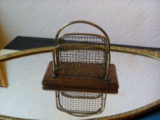 Arts And Crafts Oak And Brass Letter Rack Antique Man Cave Piece.  Desk Top