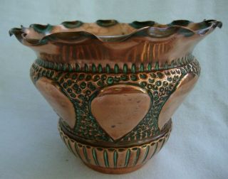Antique Art Nouveau Arts And Crafts Copper Planter Pot Decorative