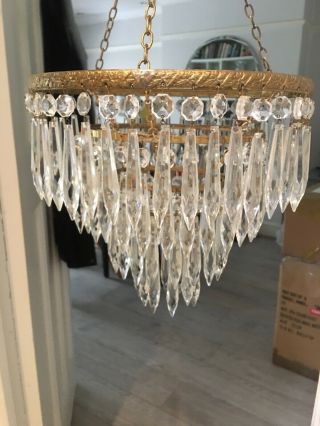 antique waterfall icicle crystal chandelier non electric 2