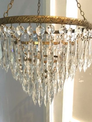 antique waterfall icicle crystal chandelier non electric 4