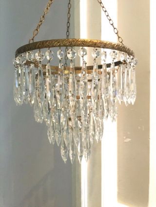 antique waterfall icicle crystal chandelier non electric 7