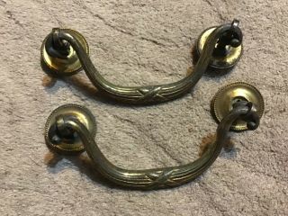 Victorian Brass Chest Of Drawers Handles.  X 2 Old Reclaimed