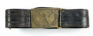 Rare Indian Wars Military Model 1874 Eagle Buckle W/ J.  H.  Wilson Leather Belt