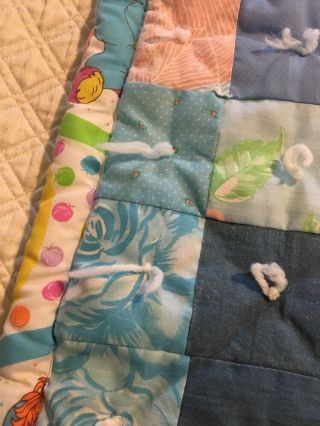 Vintage 80s Popples Teddy Bear Blanket Quilt Comforter Reversible Patchwork 7
