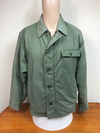 Vintage Uscg Usn Cold Weather Deck Jacket Permeable Medium 38 - 40 Us Navy 1984