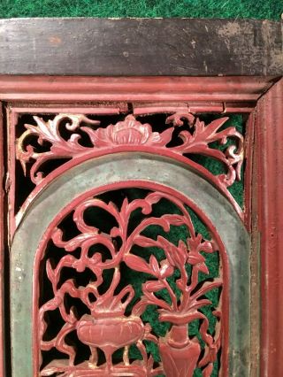 Ming Dynasty Carved Wood Panel Opium Den Bed Architectural Window Cabinet Door G 4