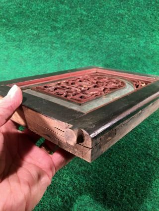 Ming Dynasty Carved Wood Panel Opium Den Bed Architectural Window Cabinet Door G 5