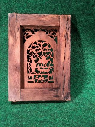 Ming Dynasty Carved Wood Panel Opium Den Bed Architectural Window Cabinet Door G 7