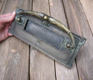 Antique Rare Ornate Bronze / Brass Letter Box Plate / Door Mail Slot / Mailbox 4