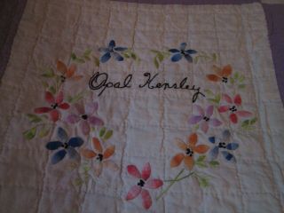 Antique 1880 ' s OOAK Block Lilac and White Signature Quilt (Edges Need Finishing) 3