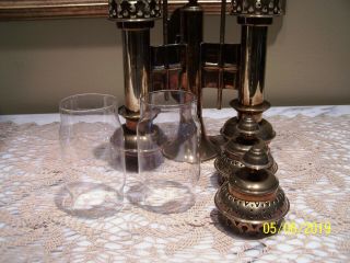 Vintage Brass Railroad Double Candle Holder Wall Lanterns 3
