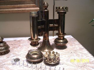 Vintage Brass Railroad Double Candle Holder Wall Lanterns 5