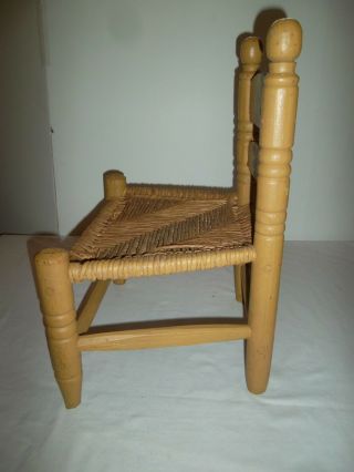 Vintage Childs Wood Chair Rush Seat Wicker 40s Folk Art Kids Doll Chair Small 3