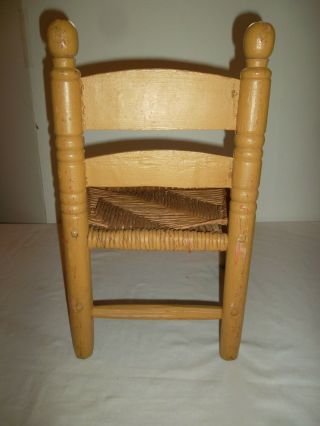 Vintage Childs Wood Chair Rush Seat Wicker 40s Folk Art Kids Doll Chair Small 4