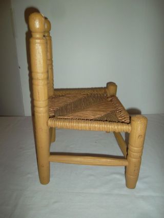 Vintage Childs Wood Chair Rush Seat Wicker 40s Folk Art Kids Doll Chair Small 5