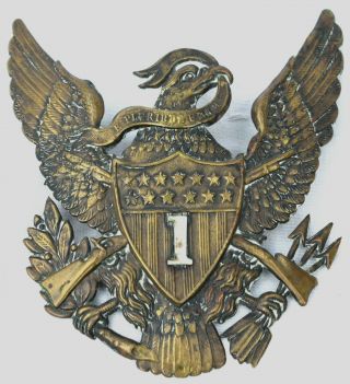 Rare Indian Wars Era Us 1st Infantry Model 1881 Eagle Shako Helmet Plate