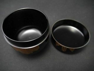 Japanese Lacquer Wooden Tea caddy PAULOWNIA design in makie Chu - Natsume (423) 8