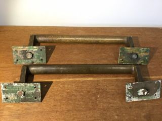 Vintage Brass Door Pull Handles Art Deco Reclaimed Pair Large Pub Door Handles 5