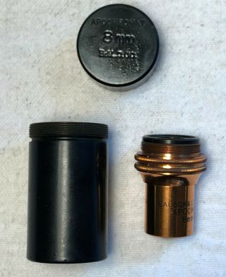 Antique Microscope Objective Bausch & Lomb Opt Co Apochromat 8mm 0.  65 20x 899