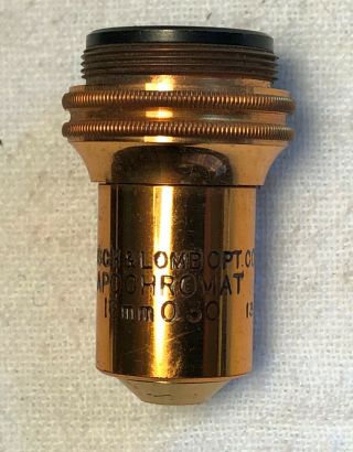 Antique MICROSCOPE Objective Bausch & Lomb OPT Co APOCHROMAT 16mm 0.  30 10X 1365 3