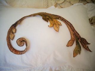Victorian French Chenille And Metallic Embroidered Swag With Leaves 12 "