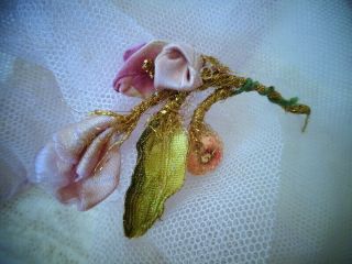Miniature Handmade Silk Flowers On French Tricotene Wrapped Stem 2 3/4 "