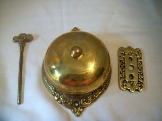 Antique Brass Door Bell With Face Plate And Key,