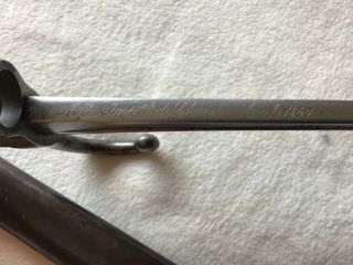 ANTIQUE FRENCH BAYONET,  BRASS HANDLE SIGNED,  DATED 1867 with scabbard. 5