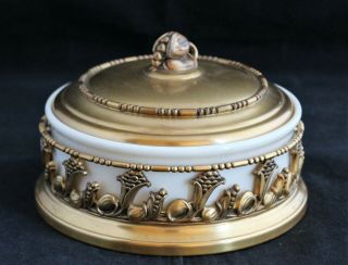 Antique Lenox Porcelain Apollo Brass Jewelry Or Candy Box 4921