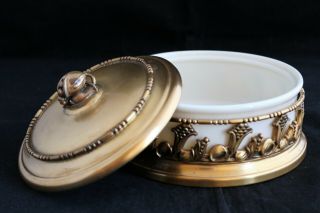 ANTIQUE LENOX PORCELAIN APOLLO BRASS JEWELRY OR CANDY BOX 4921 6