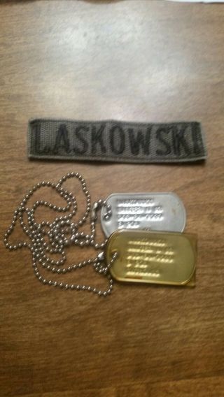 Vintage Dog Tags And Last Name Patch To Match