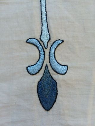 Vtg Crewel Embroidery Arts & Crafts Mission Blue Richardsons Designs Linen 20x20 3