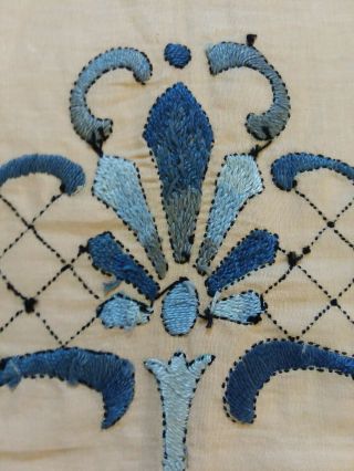 Vtg Crewel Embroidery Arts & Crafts Mission Blue Richardsons Designs Linen 20x20 7