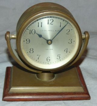 Antique J.  E.  Caldwell & Co Brass Chelsea Desk Dresser Clock W/stand Estate Fresh
