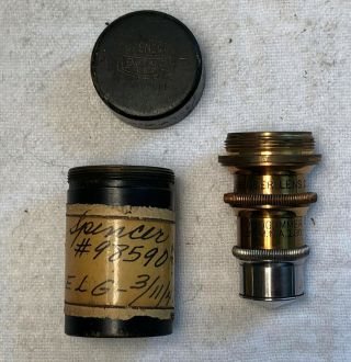 Vintage Spencer Lens Homog.  Immer 1.  8mm N.  A 1.  30 95 X 95890 Microscope Objective