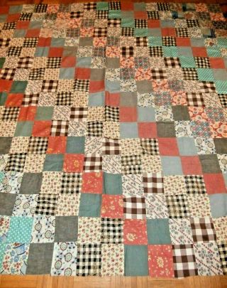 Vintage 4 Patch/stair Step Pattern Quilt Top 75 " X76 " Crisp,