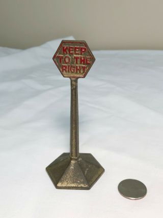 Vintage Arcade Cast Iron Sign " No Parking Here " / " Keep To The Right " Orig Paint