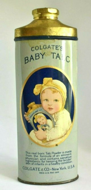 Antique Colgate ' s Baby Talc Talcum Powder Litho Tin General Store Advertising 3