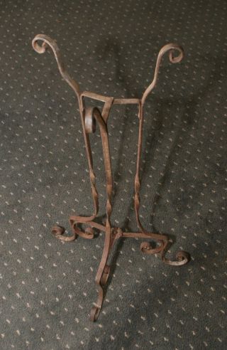 Antique Wrought Iron Tri - Pod Based Plant Jardiniere Holder Stand 28.  25 "