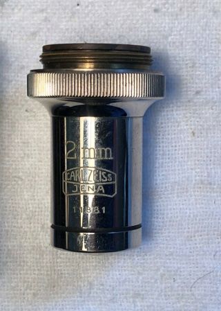 Vintage CARL ZEISS JENA 2 mm Apochromat HI 90 1.  30 Microscope objective 2