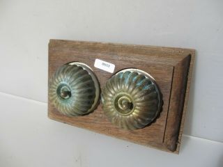 Vintage Brass & Ceramic Double Light Switch Antique Old Jelly Mould Dolly 2