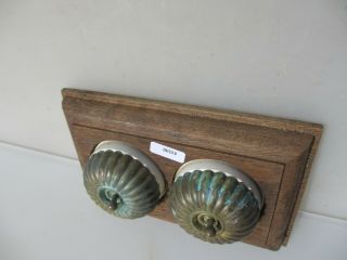 Vintage Brass & Ceramic Double Light Switch Antique Old Jelly Mould Dolly 3