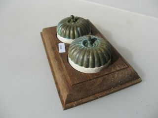 Vintage Brass & Ceramic Double Light Switch Antique Old Jelly Mould Dolly 5