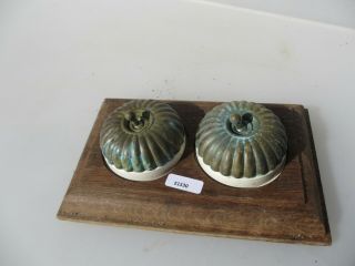 Vintage Brass & Ceramic Double Light Switch Antique Old Jelly Mould Dolly 8