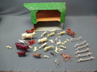 Marx Lazy - Day Farm Vintage Tin Litho Set With Animals & Fences