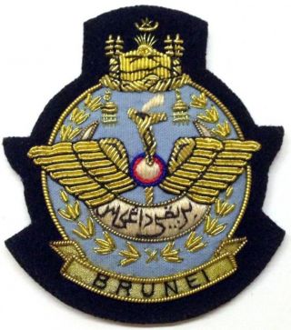 Brunei Royal Air Force Hat Cap Commodore Bullion Badge - In Usa
